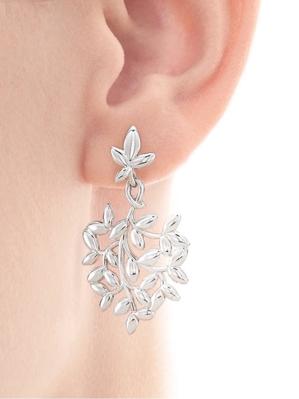 Tiffany Paloma Olive Leaf Drop Earrings Sterling